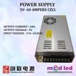 POWER SUPPLY RUNNING TEXT 5 VOLT 60 AMPERE TEBAL CZCL