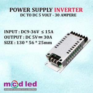 POWER SUPPLY INPUT DC 9 – 36 VOLT OUTPUT 5 VOLT 30 AMPERE UNTUK MOBIL BUS TRUK – 5V – 30A