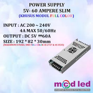 POWER SUPPLY RUNNING TEXT FULL COLOR 5 VOLT 60 AMPER SLIM